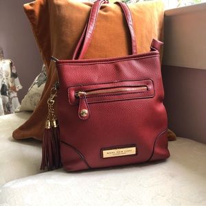 Marc New York Red leather crossbody with 2 tassels and gold hardware